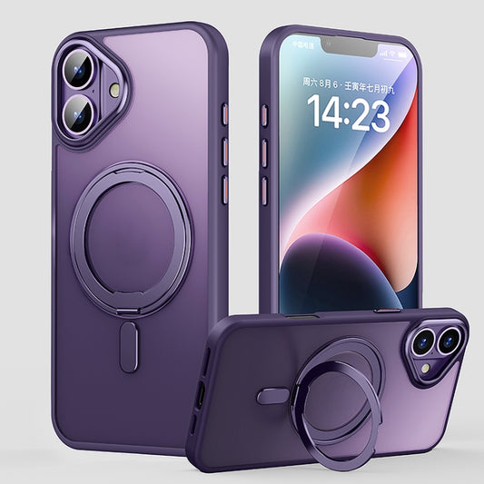 For iPhone 16 Plus 360 Rotating MagSafe Magnetic Frosted Phone Case(Purple) - iPhone 16 Plus Cases by PMC Jewellery | Online Shopping South Africa | PMC Jewellery | Buy Now Pay Later Mobicred