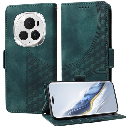 For Honor Magic6 Pro Embossed Rhombus Starry Leather Phone Case(Green) - Honor Cases by PMC Jewellery | Online Shopping South Africa | PMC Jewellery | Buy Now Pay Later Mobicred