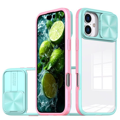 For iPhone 16 Sliding Camshield Acrylic Hybrid TPU Phone Case(Blue Pink) - iPhone 16 Cases by PMC Jewellery | Online Shopping South Africa | PMC Jewellery | Buy Now Pay Later Mobicred