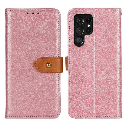 For Samsung Galaxy S25 Ultra 5G European Floral Embossed Leather Phone Case(Pink) - Galaxy S25 Ultra 5G Cases by PMC Jewellery | Online Shopping South Africa | PMC Jewellery | Buy Now Pay Later Mobicred