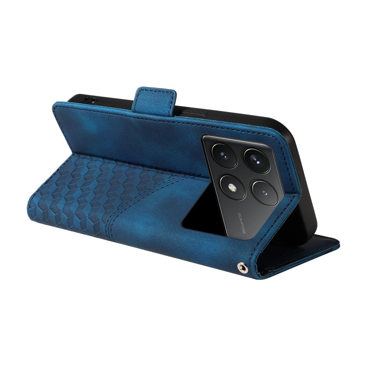 For Redmi K70 / K70 Pro Embossed Rhombus Starry Leather Phone Case(Blue) - free shipping - PMC Jewellery - Order now!