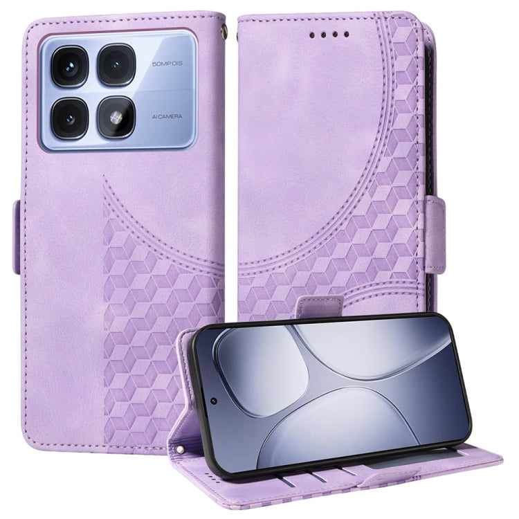 For Redmi K70 Ultra Embossed Rhombus Starry Leather Phone Case(Purple) - Xiaomi Cases by PMC Jewellery | Online Shopping South Africa | PMC Jewellery | Buy Now Pay Later Mobicred