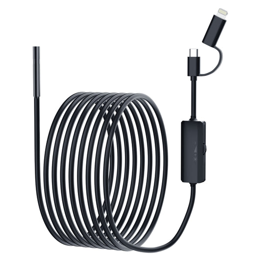 AN112 2 in 1 USB-C / Type-C + 8 Pin Interface 5.5mm HD Industry Endoscope, Length:1m Hard Tube -  by PMC Jewellery | Online Shopping South Africa | PMC Jewellery | Buy Now Pay Later Mobicred