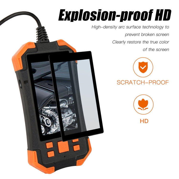 T20 4.3 inch IPS Screen 8mm Single Camera IP67 Waterproof Hard Cable Digital Endoscope, Length:1m(Black Orange) -  by PMC TechLife | Online Shopping South Africa | PMC TechLife | Buy Now Pay Later Mobicred