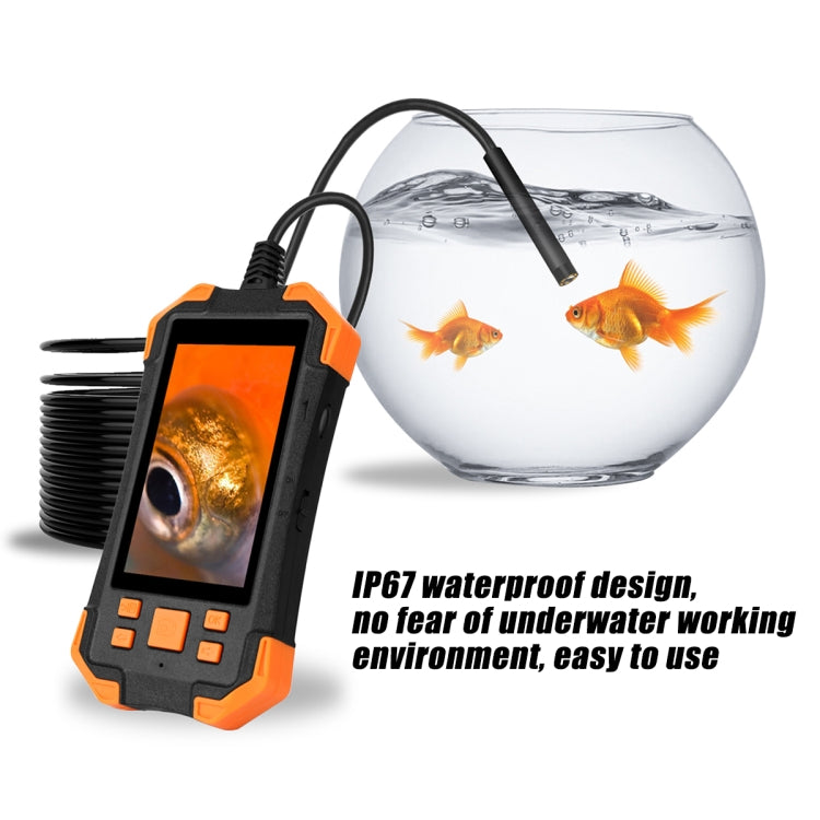 T20 4.3 inch IPS Screen 8mm Single Camera IP67 Waterproof Hard Cable Digital Endoscope, Length:10m(Black Orange) -  by PMC TechLife | Online Shopping South Africa | PMC TechLife | Buy Now Pay Later Mobicred