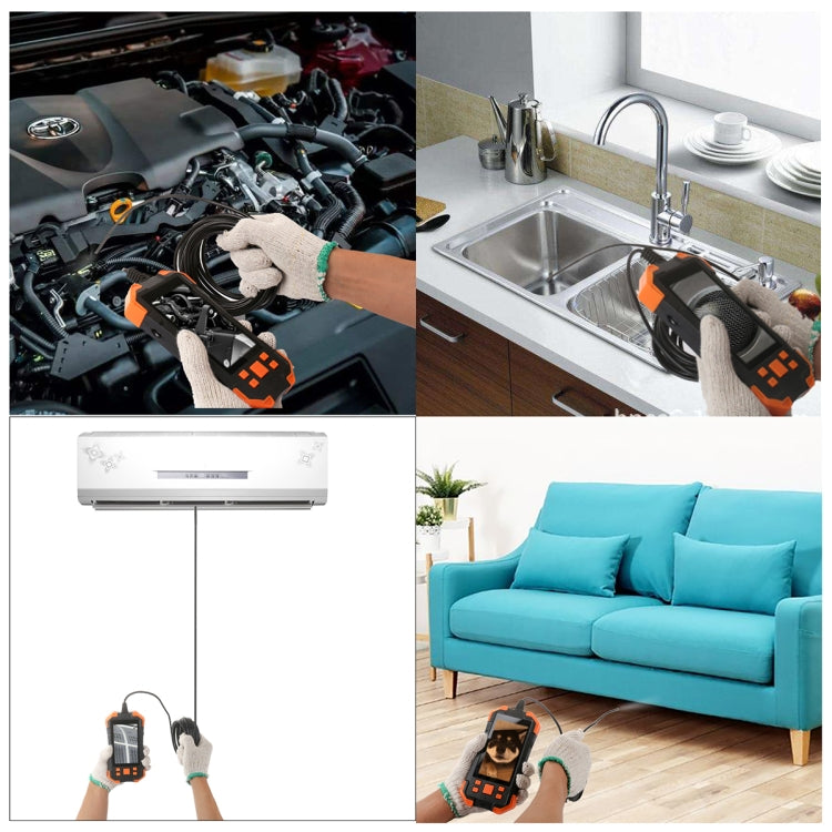T20 4.3 inch IPS Screen 8mm Single Camera IP67 Waterproof Hard Cable Digital Endoscope, Length:2m(Black Orange) -  by PMC TechLife | Online Shopping South Africa | PMC TechLife | Buy Now Pay Later Mobicred