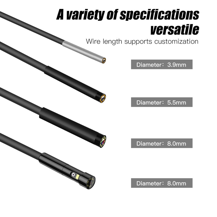 T20 4.3 inch IPS Screen 8mm Single Camera IP67 Waterproof Hard Cable Digital Endoscope, Length:2m(Black Orange) -  by PMC TechLife | Online Shopping South Africa | PMC TechLife | Buy Now Pay Later Mobicred