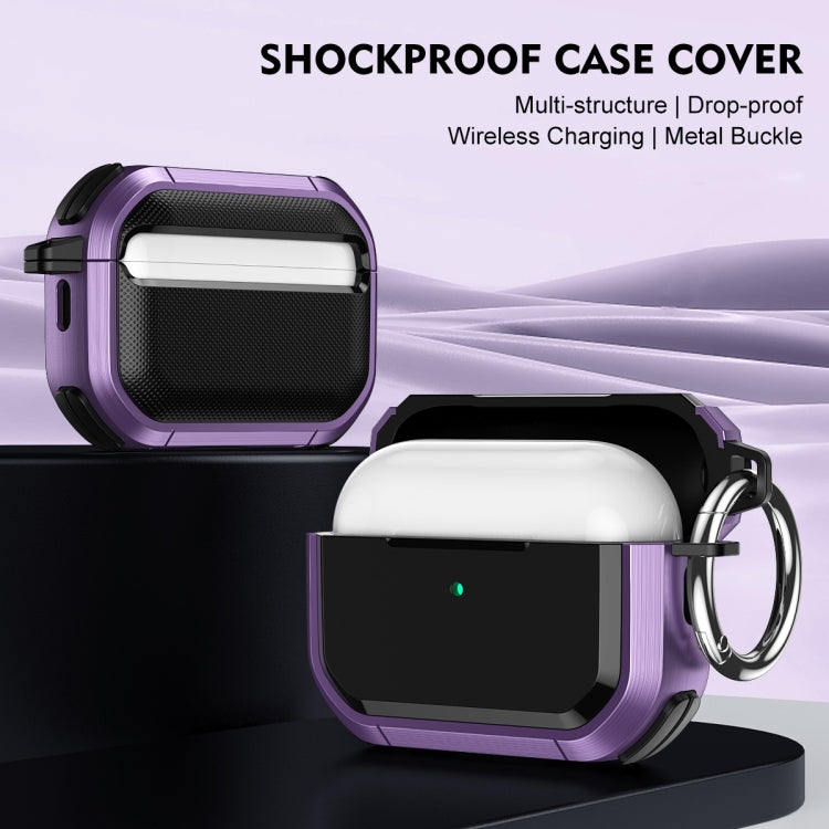For AirPods 3 Armor TPU + PC Earbuds Box Protective Case with Metal Buckle(Black) - For AirPods 3 by PMC Jewellery | Online Shopping South Africa | PMC Jewellery | Buy Now Pay Later Mobicred