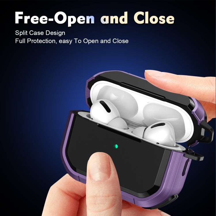 For AirPods Pro / Pro 2 Armor TPU + PC Earbuds Box Protective Case with Metal Buckle(Cyan) - For AirPods Pro 2 by PMC Jewellery | Online Shopping South Africa | PMC Jewellery | Buy Now Pay Later Mobicred