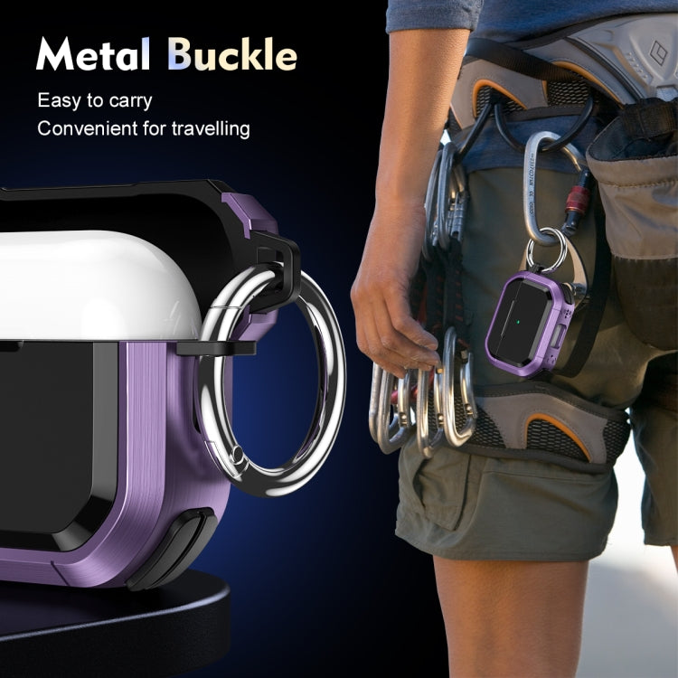 For AirPods 3 Armor TPU + PC Earbuds Box Protective Case with Metal Buckle(Dark Blue) - For AirPods 3 by PMC Jewellery | Online Shopping South Africa | PMC Jewellery | Buy Now Pay Later Mobicred