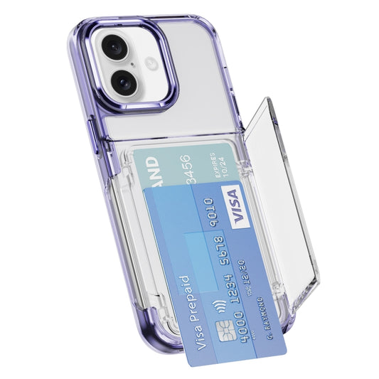 For iPhone 16 Card Holder Acrylic Hybrid TPU Phone Case(Transparent Purple) - iPhone 16 Cases by PMC Jewellery | Online Shopping South Africa | PMC Jewellery | Buy Now Pay Later Mobicred