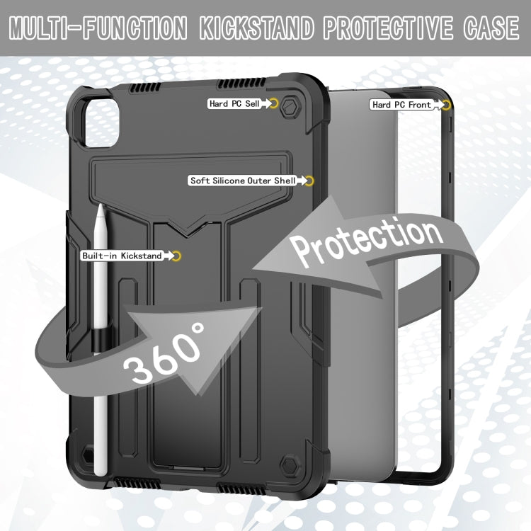 For iPad Pro 11 2024 T Holder Robot Silicone Hybrid PC Tablet Case(Black) - iPad Pro 11 2024 Cases by PMC TechLife | Online Shopping South Africa | PMC TechLife | Buy Now Pay Later Mobicred