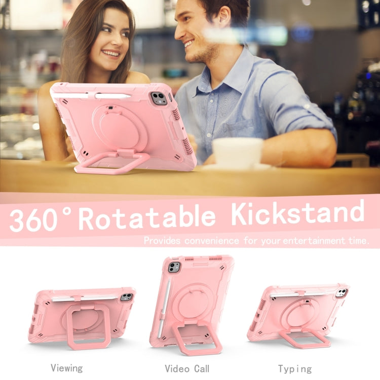 For iPad Pro 11 2024 Handle Grip Holder Silicone Hybrid PC Tablet Case with Strap(Rose Gold) - iPad Pro 11 2024 Cases by PMC TechLife | Online Shopping South Africa | PMC TechLife | Buy Now Pay Later Mobicred