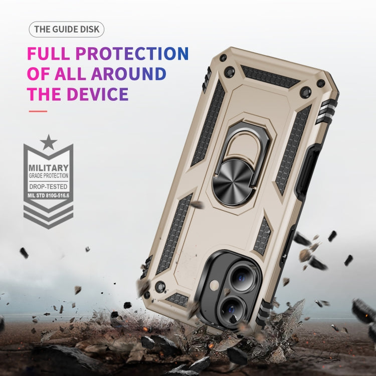 For iPhone 16 Plus Shockproof TPU Hybrid PC Phone Case with Holder(Gold) - iPhone 16 Plus Cases by PMC TechLife | Online Shopping South Africa | PMC TechLife | Buy Now Pay Later Mobicred