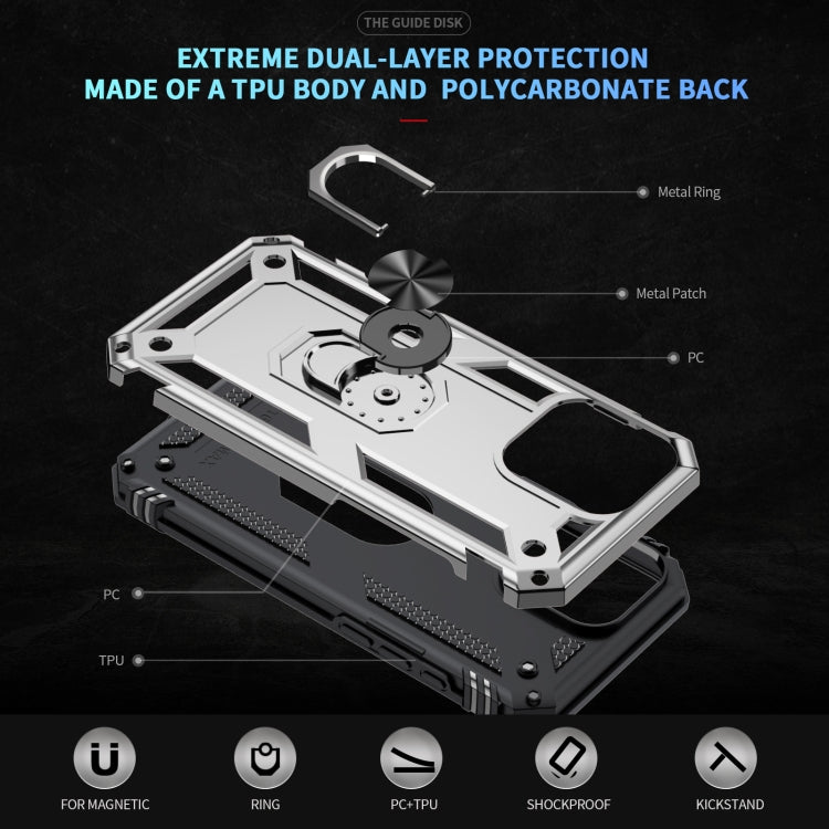 For iPhone 16 Pro Shockproof TPU Hybrid PC Phone Case with Holder(Silver) - iPhone 16 Pro Cases by PMC TechLife | Online Shopping South Africa | PMC TechLife | Buy Now Pay Later Mobicred