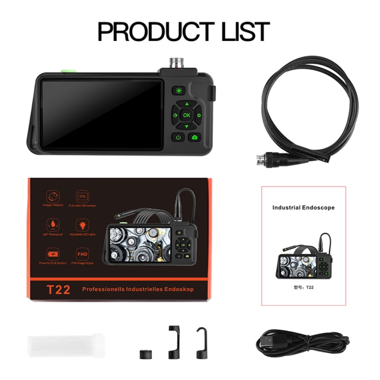 T22 4.5 inch IPS Color Screen 5.5mm Single Camera Hard Cable Industrial Endoscope, Length:1m(Black Orange) -  by PMC Jewellery | Online Shopping South Africa | PMC Jewellery | Buy Now Pay Later Mobicred