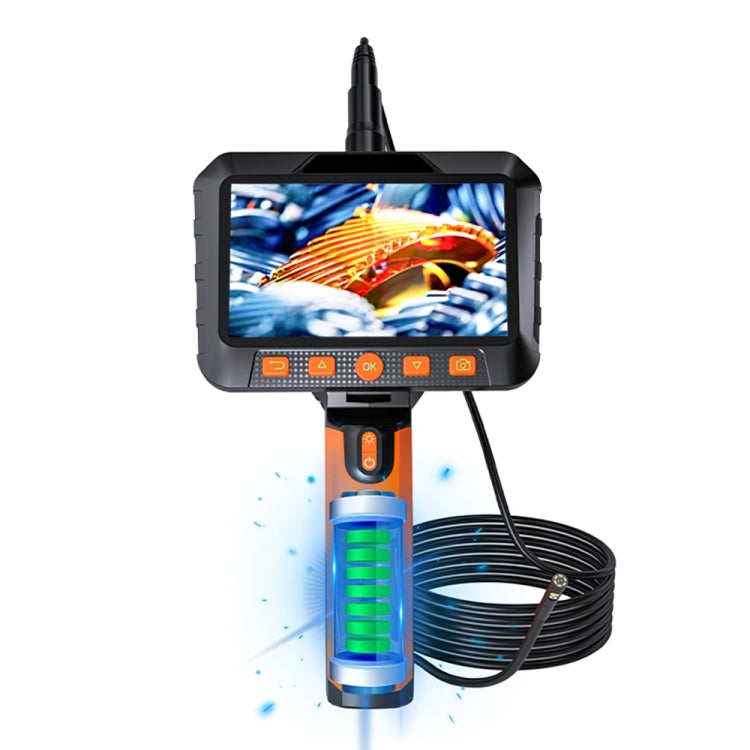 T27 5 inch IPS Color Screen 7.9mm Triple Camera Handheld Hard Cable HD Industrial Endoscope, Length:2m(Orange Black) -  by PMC Jewellery | Online Shopping South Africa | PMC Jewellery | Buy Now Pay Later Mobicred