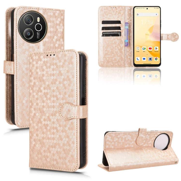 For Blackview Shark 8 Honeycomb Dot Texture Leather Phone Case(Gold) - More Brand by PMC Jewellery | Online Shopping South Africa | PMC Jewellery | Buy Now Pay Later Mobicred