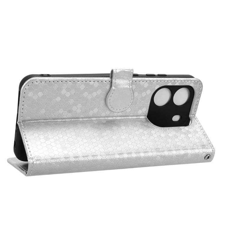 For Blackview Wave 6C Honeycomb Dot Texture Leather Phone Case(Silver) - More Brand by PMC TechLife | Online Shopping South Africa | PMC TechLife | Buy Now Pay Later Mobicred