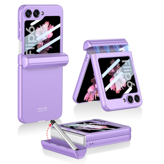 For Samsung Galaxy Z Flip6 GKK Integrated Magnetic Full Coverage Flip Phone Case with Pen Box+Pen(Purple) - Galaxy Z Flip6 5G Cases by GKK | Online Shopping South Africa | PMC Jewellery | Buy Now Pay Later Mobicred