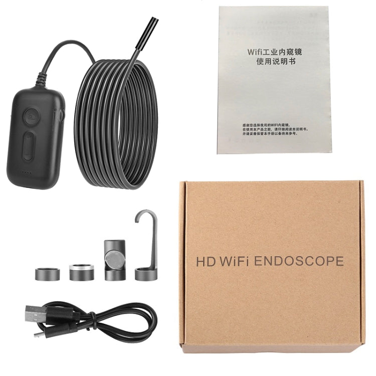 Y15 3.9mm Single Camera WiFi Connected Hard Cable HD Industrial Endoscope, Length:5m(Black) -  by PMC Jewellery | Online Shopping South Africa | PMC Jewellery | Buy Now Pay Later Mobicred