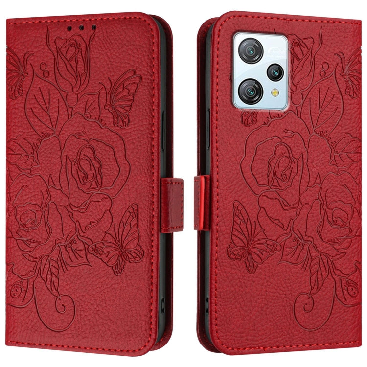For Blackview A53 Embossed Rose RFID Anti-theft Leather Phone Case(Red) - More Brand by PMC Jewellery | Online Shopping South Africa | PMC Jewellery | Buy Now Pay Later Mobicred