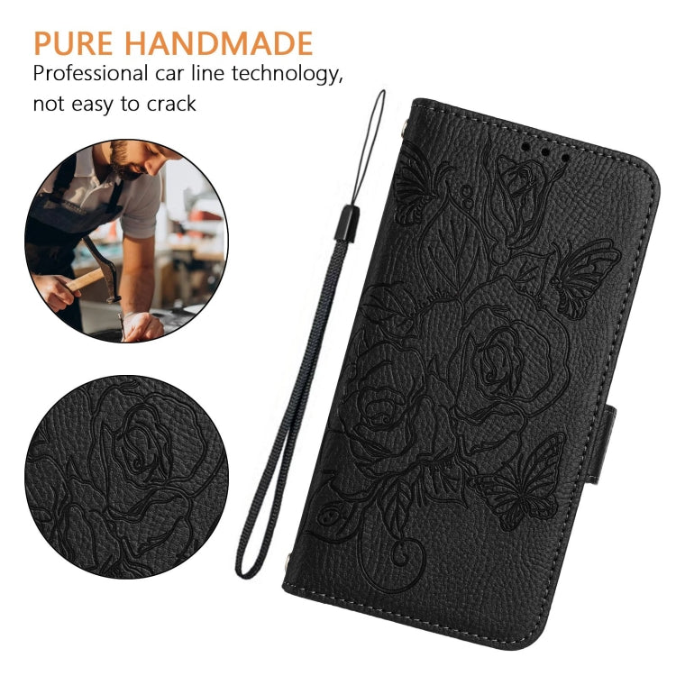 For Blackview A53 Embossed Rose RFID Anti-theft Leather Phone Case(Black) - More Brand by PMC Jewellery | Online Shopping South Africa | PMC Jewellery | Buy Now Pay Later Mobicred