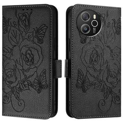 For Blackview Shark 8 Embossed Rose RFID Anti-theft Leather Phone Case(Black) - More Brand by PMC Jewellery | Online Shopping South Africa | PMC Jewellery | Buy Now Pay Later Mobicred