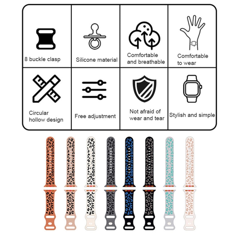 For Apple Watch Series 3 38mm Concave Leopard Printed Silicone Watch Band(Starlight Milk Tea) - Watch Bands by PMc TechLife | Online Shopping South Africa | PMc TechLife | Buy Now Pay Later Mobicred