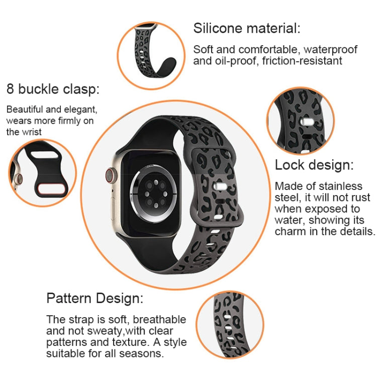 For Apple Watch Series 3 38mm Concave Leopard Printed Silicone Watch Band(Starlight Milk Tea) - Watch Bands by PMc TechLife | Online Shopping South Africa | PMc TechLife | Buy Now Pay Later Mobicred