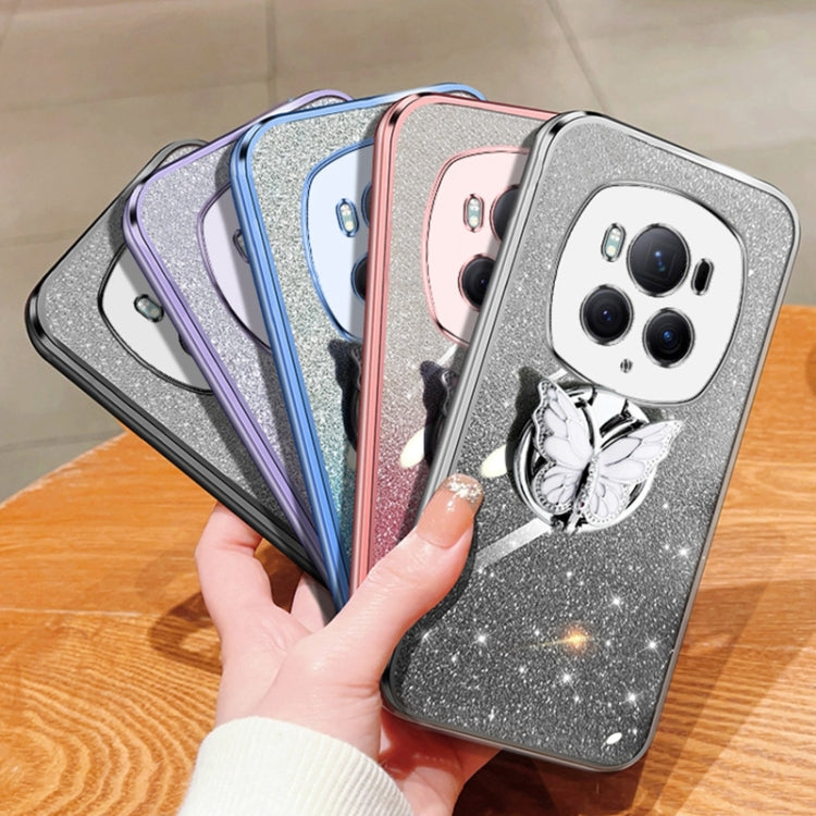 For Honor Magic6 Pro Plated Gradient Glitter Butterfly Holder TPU Phone Case(Purple) - free shipping - PMC Jewellery - Order now!