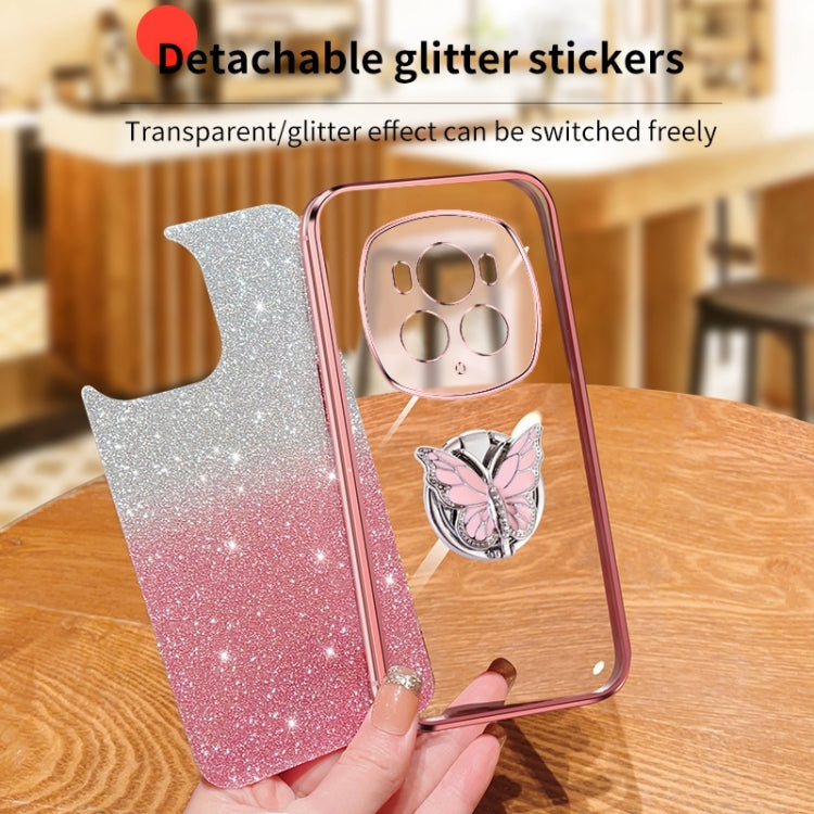 For Honor Magic6 Pro Plated Gradient Glitter Butterfly Holder TPU Phone Case(Purple) - free shipping - PMC Jewellery - Order now!
