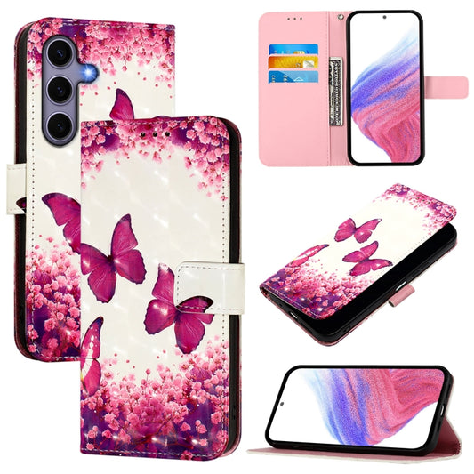 For Samsung Galaxy S25 5G 3D Painting Horizontal Flip Leather Phone Case(Rose Butterfly) - Galaxy S25 5G Cases by PMC Jewellery | Online Shopping South Africa | PMC Jewellery | Buy Now Pay Later Mobicred