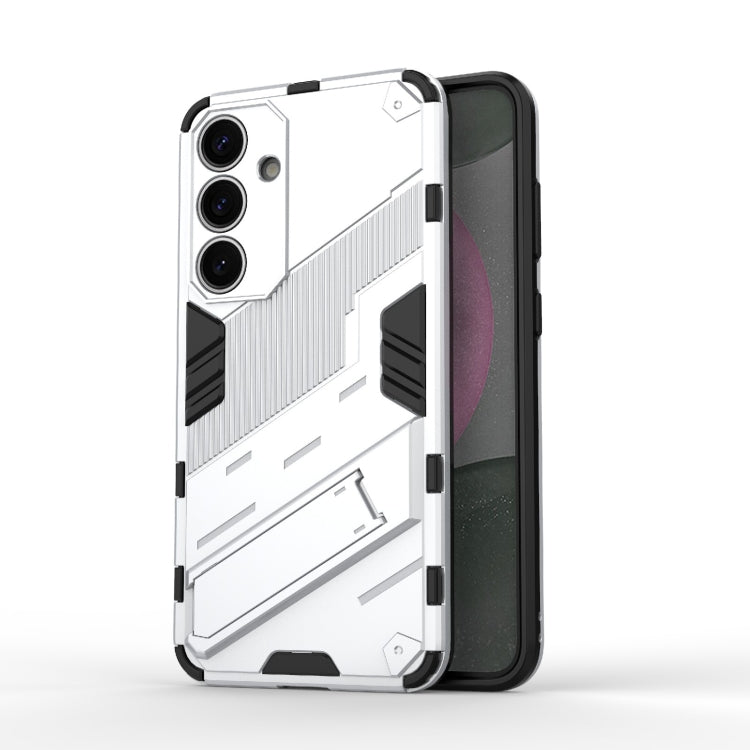 For Samsung Galaxy S25+ 5G Punk Armor 2 in 1 PC + TPU Shockproof Phone Case with Invisible Holder(White) - Galaxy S25+ 5G Cases by PMC Jewellery | Online Shopping South Africa | PMC Jewellery | Buy Now Pay Later Mobicred