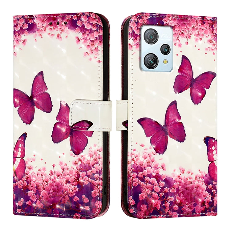 For Blackview A53 3D Painting Horizontal Flip Leather Phone Case(Rose Butterfly) - More Brand by PMC TechLife | Online Shopping South Africa | PMC TechLife | Buy Now Pay Later Mobicred