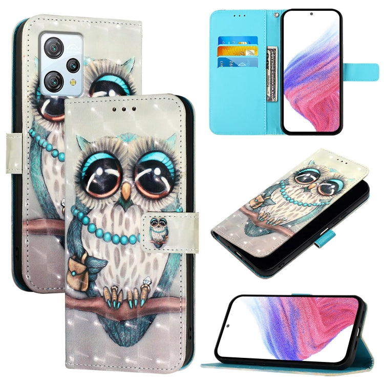 For Blackview A53 3D Painting Horizontal Flip Leather Phone Case(Grey Owl) - More Brand by PMC TechLife | Online Shopping South Africa | PMC TechLife | Buy Now Pay Later Mobicred