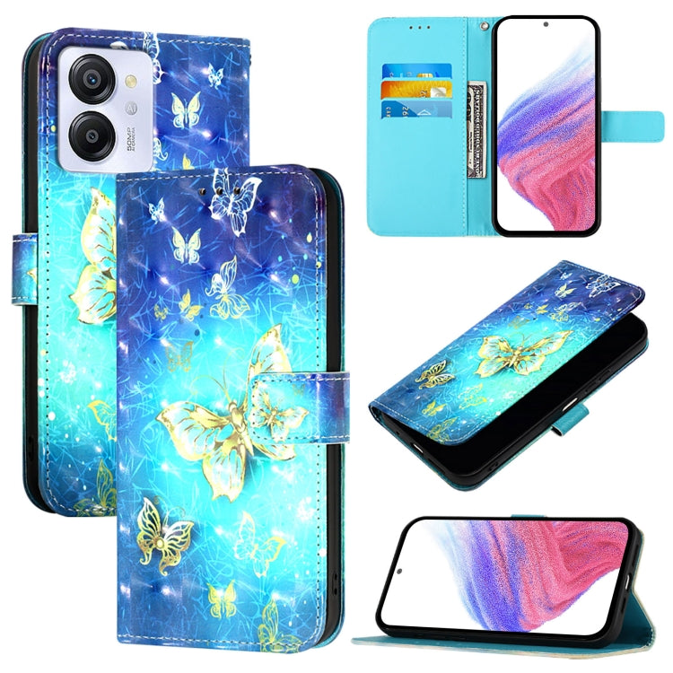 For Blackview Color 8 3D Painting Horizontal Flip Leather Phone Case(Golden Butterfly) - More Brand by PMC TechLife | Online Shopping South Africa | PMC TechLife | Buy Now Pay Later Mobicred