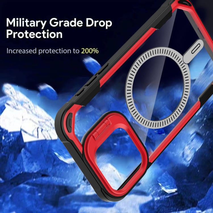 For iPhone 16 Plus Transparent Acrylic MagSafe Lens Holder Phone Case(Navy) - free shipping - PMC TechLife - Order now!
