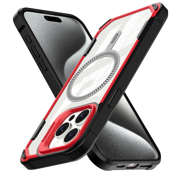 For iPhone 16 Transparent Acrylic MagSafe Lens Holder Phone Case(Red) - iPhone 16 Cases by PMC Jewellery | Online Shopping South Africa | PMC Jewellery | Buy Now Pay Later Mobicred