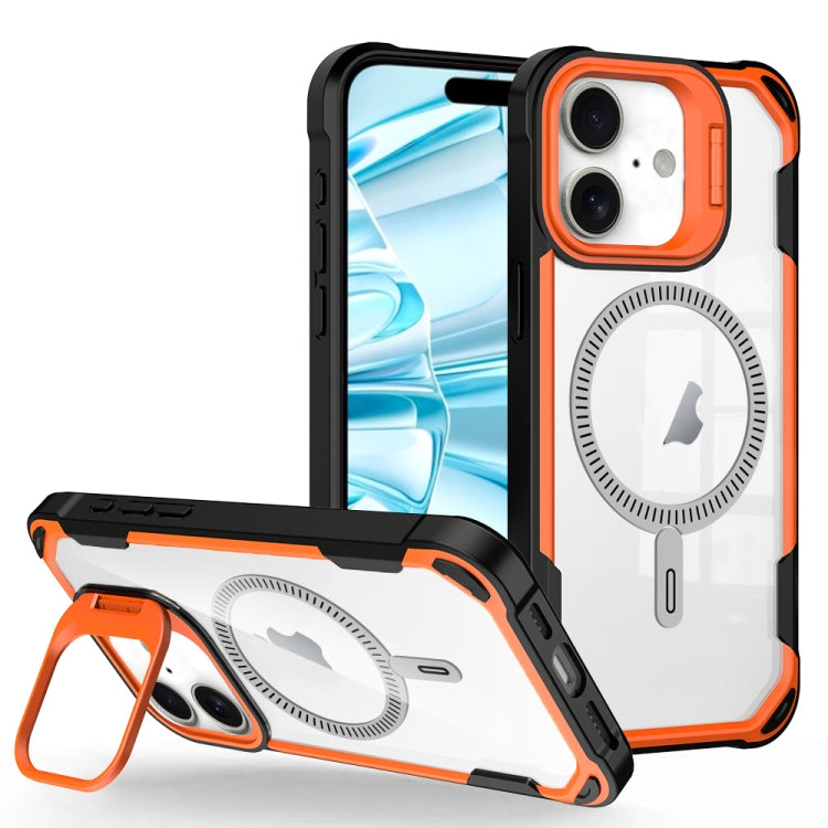 For iPhone 16 Transparent Acrylic MagSafe Lens Holder Phone Case(Orange) - iPhone 16 Cases by PMC Jewellery | Online Shopping South Africa | PMC Jewellery | Buy Now Pay Later Mobicred