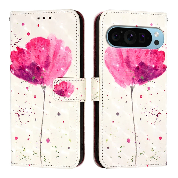 For Google Pixel 9 3D Painting Horizontal Flip Leather Phone Case(Flower) - Google Cases by PMC Jewellery | Online Shopping South Africa | PMC Jewellery | Buy Now Pay Later Mobicred