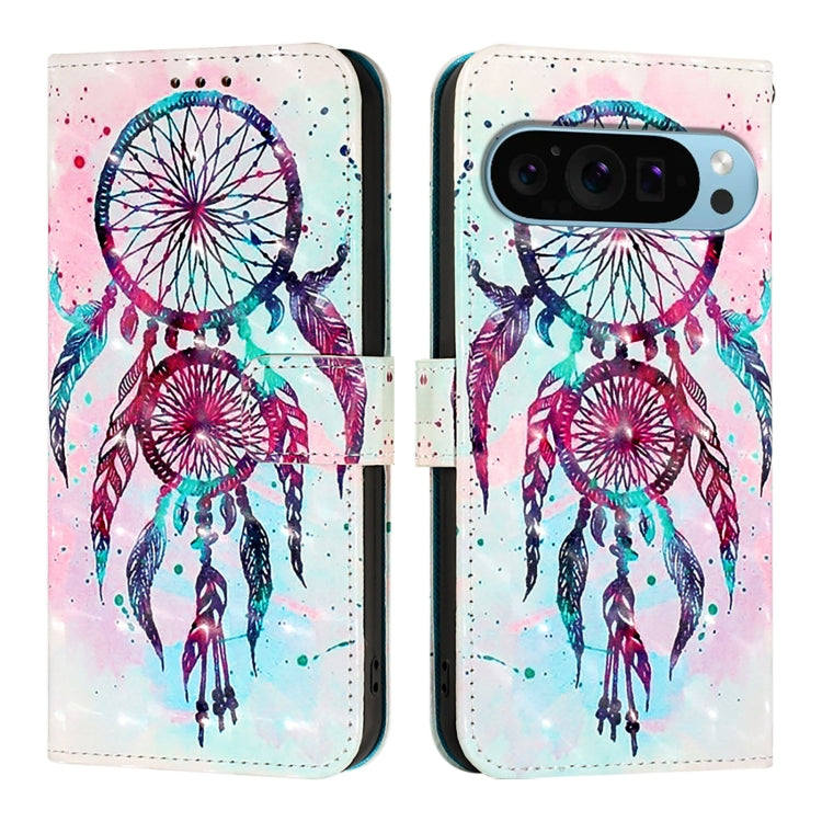For Google Pixel 9 Pro XL 3D Painting Horizontal Flip Leather Phone Case(Color Drop Wind Chimes) - Google Cases by PMC TechLife | Online Shopping South Africa | PMC TechLife | Buy Now Pay Later Mobicred