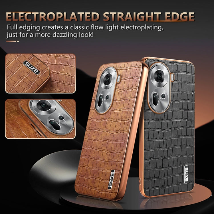 For OPPO Reno11 Global AZNS Electroplated Frame Crocodile Texture Full Coverage Phone Case(Blue) - OPPO Cases by AZNS | Online Shopping South Africa | PMC Jewellery | Buy Now Pay Later Mobicred