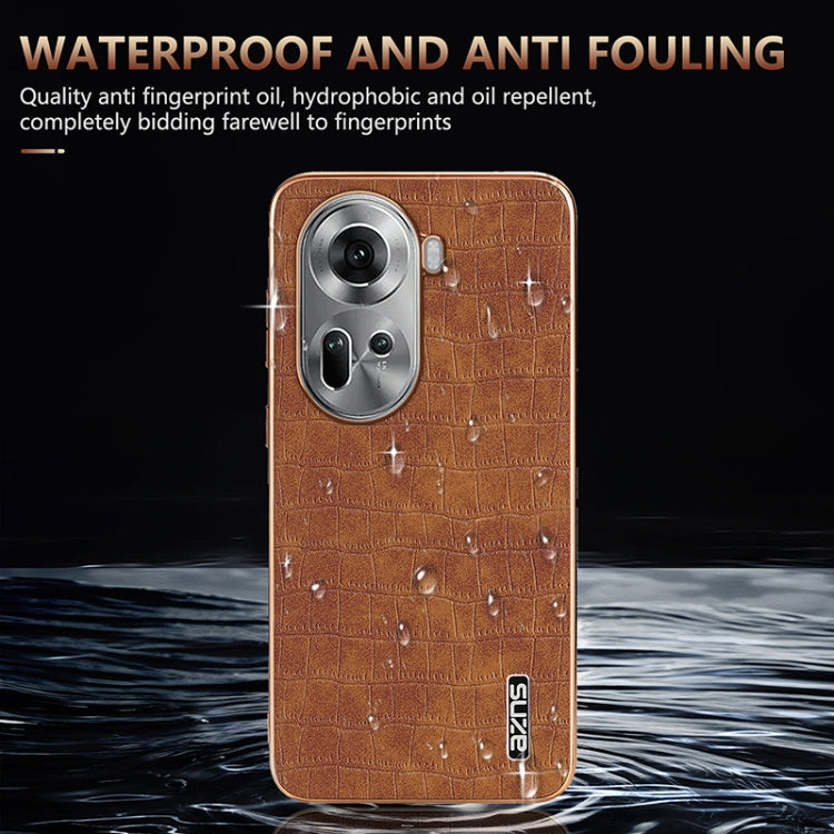 For OPPO Reno11 Global AZNS Electroplated Frame Crocodile Texture Full Coverage Phone Case(White) - OPPO Cases by AZNS | Online Shopping South Africa | PMC Jewellery | Buy Now Pay Later Mobicred