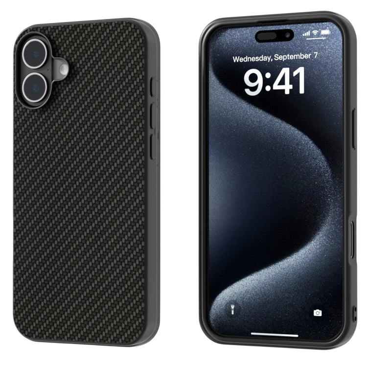 For iPhone 16 Carbon Fiber Texture Protective Phone Case(Black) - iPhone 16 Cases by PMC Jewellery | Online Shopping South Africa | PMC Jewellery | Buy Now Pay Later Mobicred