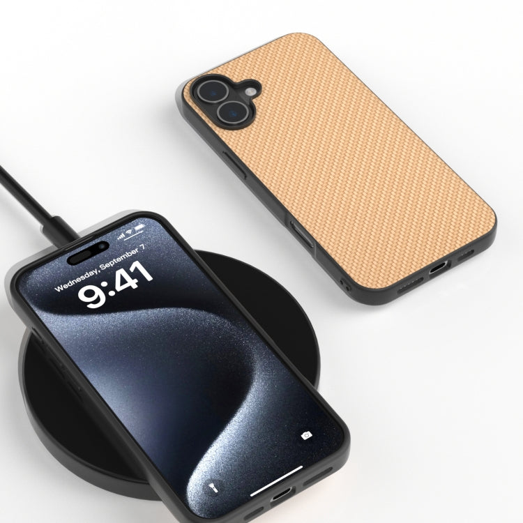 For iPhone 16 Plus Carbon Fiber Texture Protective Phone Case(Gold) - iPhone 16 Plus Cases by PMC TechLife | Online Shopping South Africa | PMC TechLife | Buy Now Pay Later Mobicred