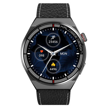 1.3 inch Leather Band IP68 Waterproof Smart Watch Support Bluetooth Call(Black) - Smart Watches by PMC Jewellery | Online Shopping South Africa | PMC Jewellery | Buy Now Pay Later Mobicred
