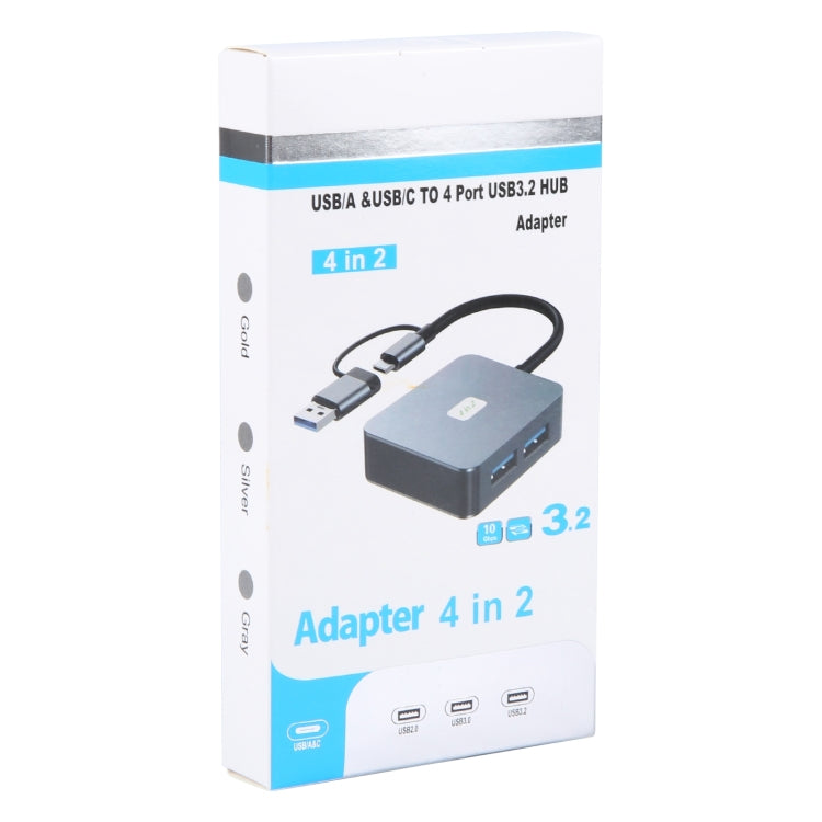 BYL-2320 4 in 2 USB + USB-C / Type-C to USB 3.2 4 Port HUB Adapter(Grey) - USB 3.0 HUB by PMC Jewellery | Online Shopping South Africa | PMC Jewellery | Buy Now Pay Later Mobicred