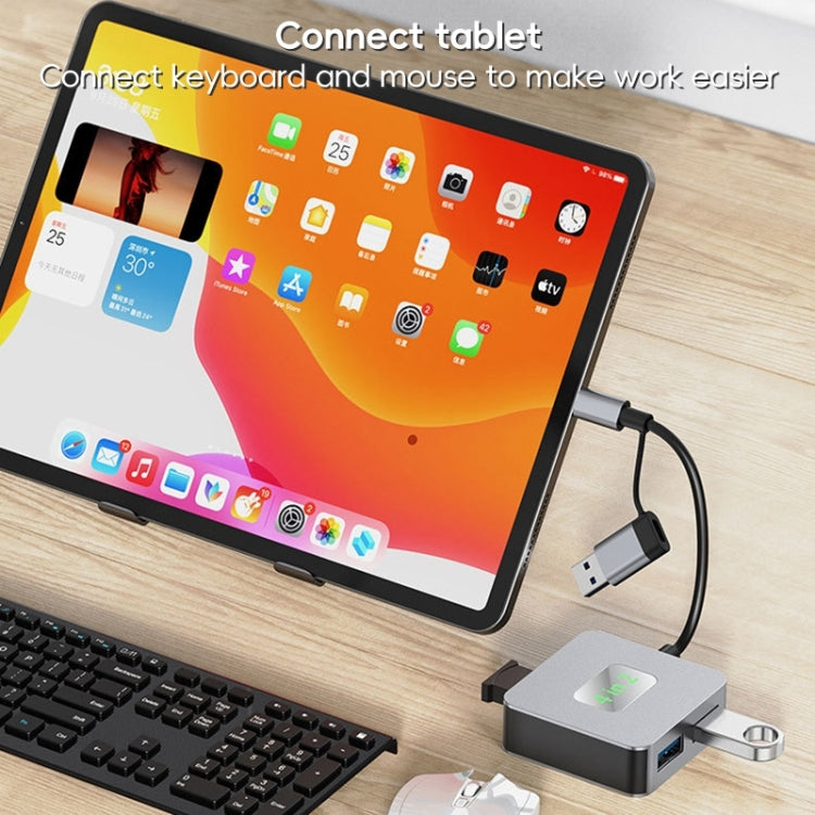 BYL-2320 4 in 2 USB + USB-C / Type-C to USB 3.2 4 Port HUB Adapter(Grey) - USB 3.0 HUB by PMC Jewellery | Online Shopping South Africa | PMC Jewellery | Buy Now Pay Later Mobicred