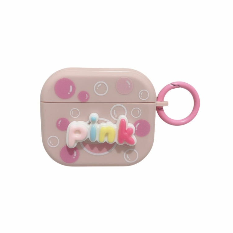 For AirPods Pro 2 Fresh 3D Text Skin Feel Earbuds Box PC Case(Pink) - For AirPods Pro 2 by PMC Jewellery | Online Shopping South Africa | PMC Jewellery | Buy Now Pay Later Mobicred
